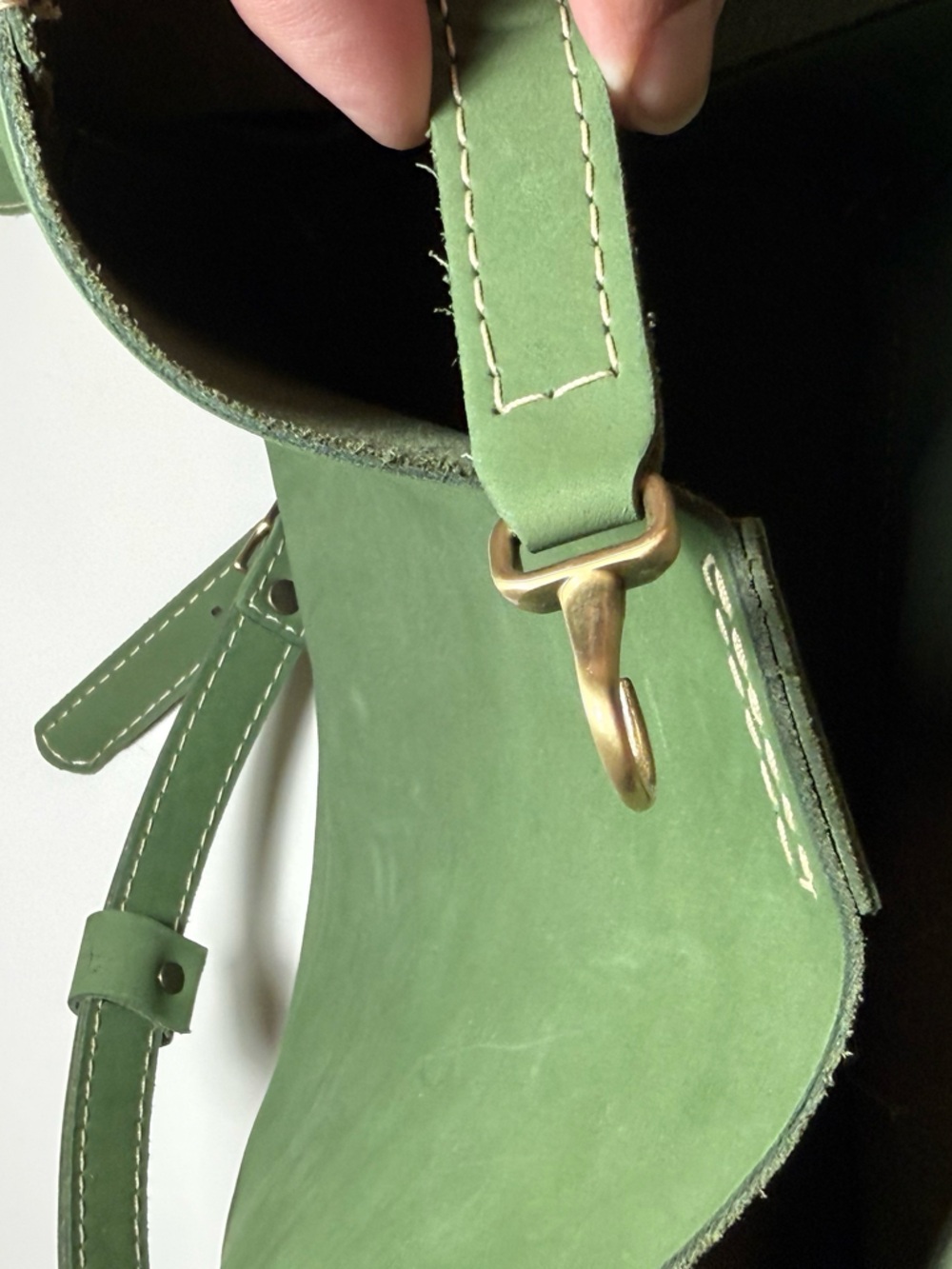Portland Leather Green Nubuck Bucket Bag - Picture 8 of 11